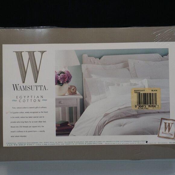 Wamsutta Egyptian Cotton Full Flat Sheet 250 Thread Count Black Sealed NOS - Picture 3 of 6